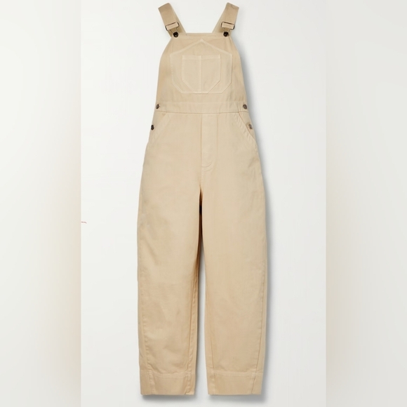 APIECE APART Womens Cropped Barrel Legs Overalls Jumpsuit Beige Size L - Picture 2 of 8